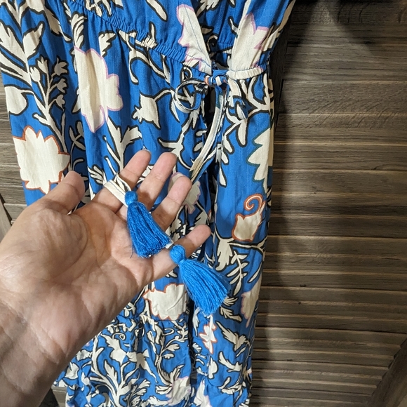 Blue and cream dress have Pockets! NWOT size M Knox Rose - Picture 5 of 8